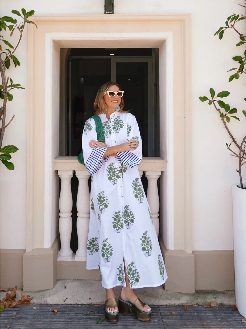 LUPUR Ariah Kaftan Dress in Lime Buta